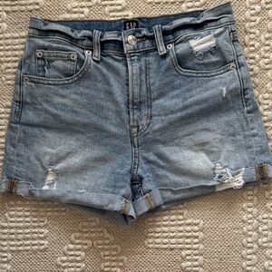 GAP Women's Light Blue Distressed Jean Shorts